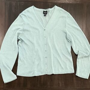 Eileen Fisher Cardigan Light Blue V Neck Size Medium Light knit sweater